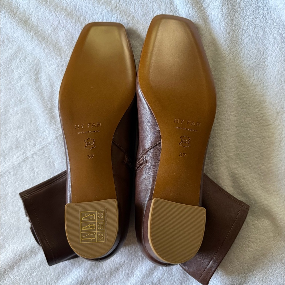 By Far Brown Leather Sock Boots Size 7/37 - Picture 5 of 5